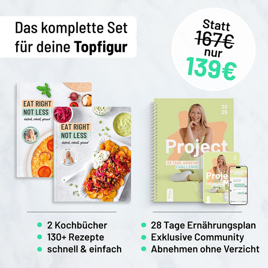 Abnehm Komplettset mit 2 Kochbüchern, 28 Tage Plan und Community