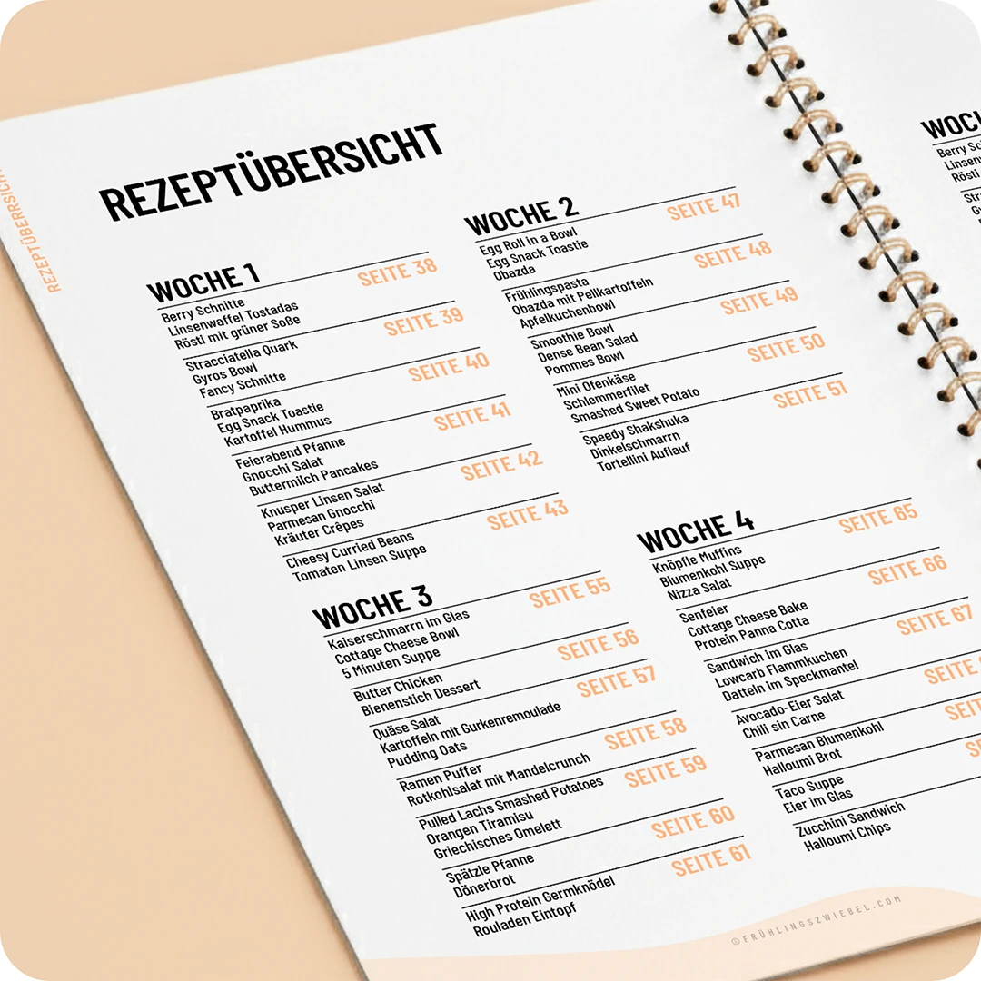 Inhaltsübersicht der Project Me 28 Tage Abnehm Challenge